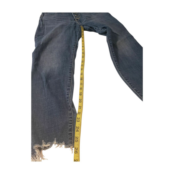 Lucky Brand Jeans Womens 10/30 Blue Button Fly Distressed Raw Hem Frayed Ankle - Picture 15 of 16